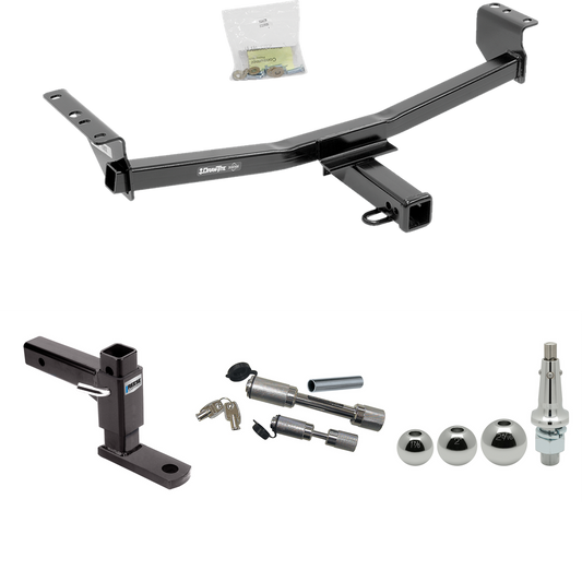 Fits 2014-2020 Nissan Rogue Trailer Hitch Tow PKG w/ Adjustable Drop Rise Ball Mount + Dual Hitch & Copler Locks + Inerchangeable 1-7/8" & 2" & 2-5/16" Balls (Excludes: Sport Models) By Draw-Tite