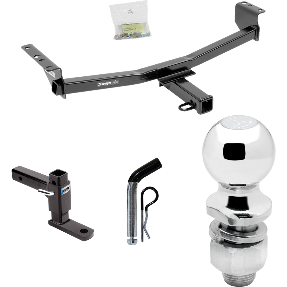 Fits 2014-2014 Nissan Rogue Select Trailer Hitch Tow PKG w/ Adjustable Drop Rise Ball Mount + Pin/Clip + 2" Ball By Draw-Tite