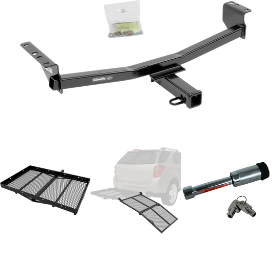 Fits 2008-2013 Nissan Rogue Trailer Hitch Tow PKG w/ Cargo Carrier + Bi-Fold Ramp + Hitch Lock (Excludes: Krom Models) By Draw-Tite