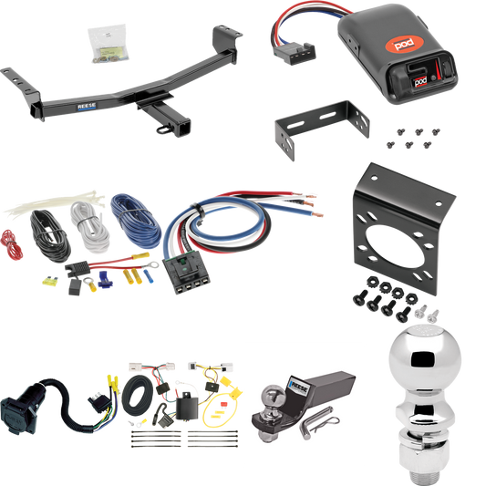 Fits 2014-2020 Nissan Rogue Trailer Hitch Tow PKG w/ Pro Series POD Brake Control + Generic BC Wiring Adapter + 7-Way RV Wiring + 2" & 2-5/16" Ball & Drop Mount (Excludes: Sport Models) By Reese Towpower