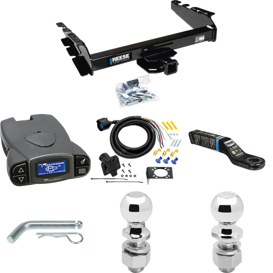 Fits 1994-1994 Dodge Ram 1500 Trailer Hitch Tow PKG w/ Tekonsha Prodigy P3 Brake Control + 7-Way RV Wiring + 2" & 2-5/16" Ball & Drop Mount By Reese Towpower