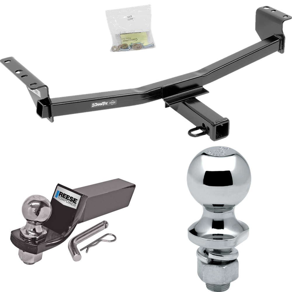 Fits 2014-2020 Nissan Rogue Trailer Hitch Tow PKG w/ Starter Kit Ball Mount w/ 2" Drop & 2" Ball + 1-7/8" Ball (Excludes: Sport Models) By Draw-Tite