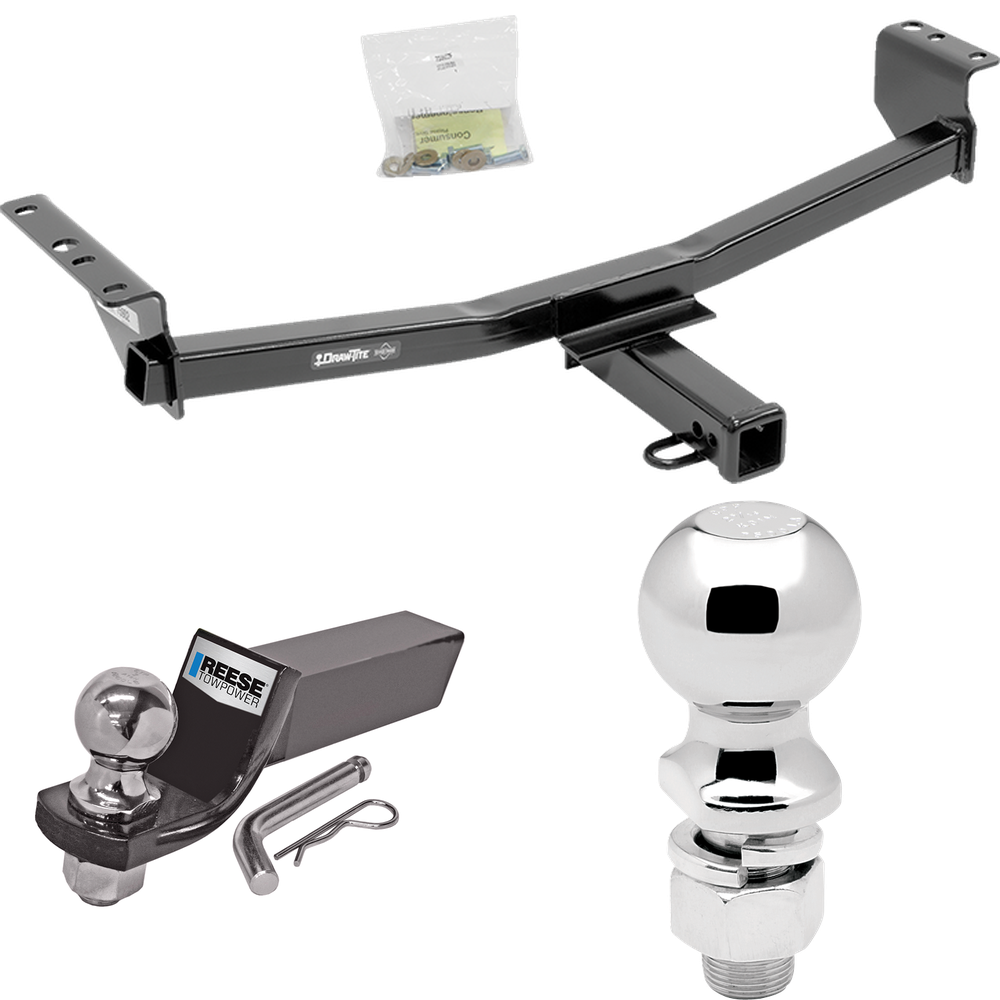 Fits 2008-2013 Nissan Rogue Trailer Hitch Tow PKG w/ Starter Kit Ball Mount w/ 2" Drop & 2" Ball + 2-5/16" Ball (Excludes: Krom Models) By Draw-Tite