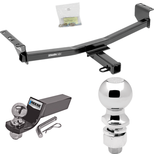 Fits 2008-2013 Nissan Rogue Trailer Hitch Tow PKG w/ Starter Kit Ball Mount w/ 2" Drop & 2" Ball + 2-5/16" Ball (Excludes: Krom Models) By Draw-Tite