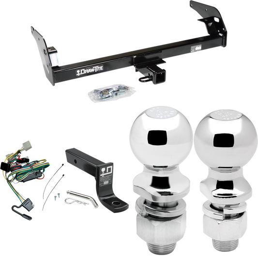 Fits 1995-2004 Toyota Tacoma Trailer Hitch Tow PKG w/ 4-Flat Wiring + Ball Mount w/ 4" Drop + 2" Ball + 2-5/16" Ball (For (App. starts 1995-1/2) Models) By Draw-Tite