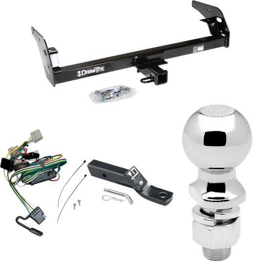 Fits 1995-2004 Toyota Tacoma Trailer Hitch Tow PKG w/ 4-Flat Wiring + Ball Mount w/ 2" Drop + 2-5/16" Ball (For (App. starts 1995-1/2) Models) By Draw-Tite