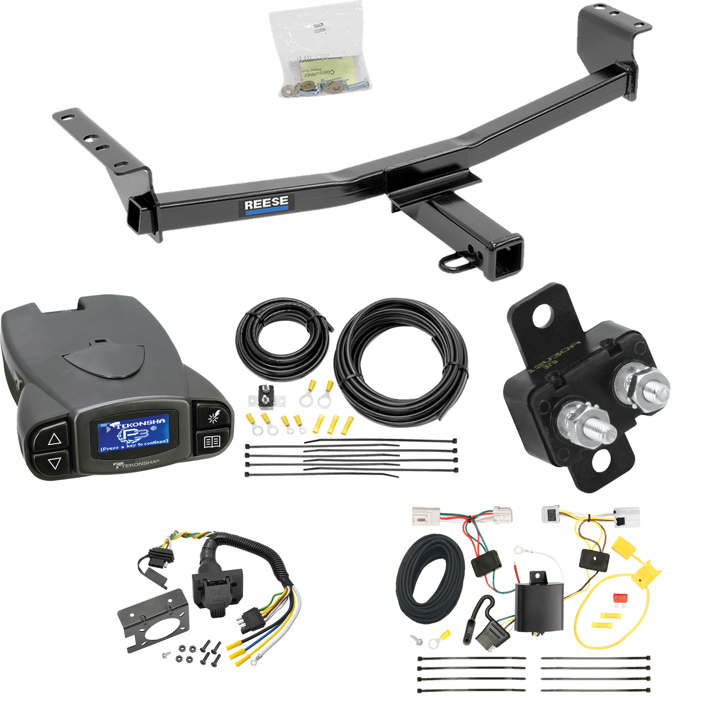 Fits 2014-2014 Nissan Rogue Select Trailer Hitch Tow PKG w/ Tekonsha Prodigy P3 Brake Control + 7-Way RV Wiring By Reese Towpower