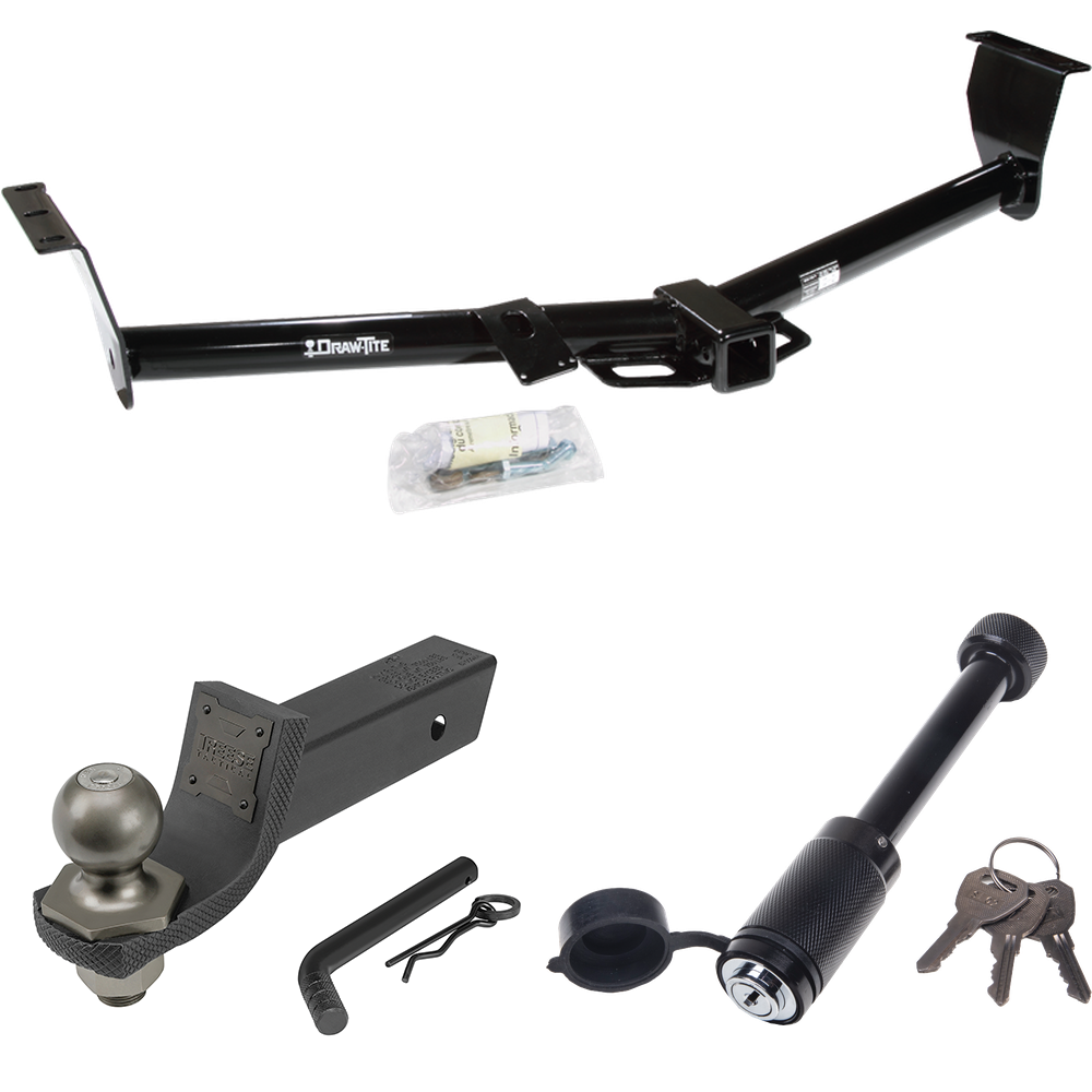 Fits 2014-2014 KIA Sedona Trailer Hitch Tow PKG + Interlock Tactical Starter Kit w/ 2" Drop & 2" Ball + Tactical Dogbone Lock (For 118.9" Wheelbase Models) By Draw-Tite