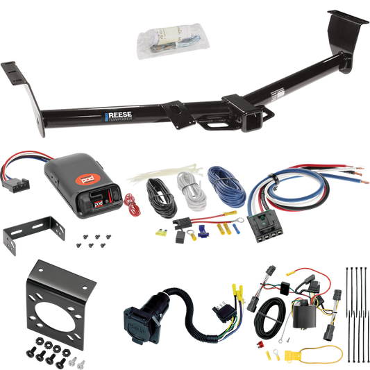 Se adapta al paquete de enganche de remolque Hyundai Entourage 2007-2009 con control de freno POD Pro Series + adaptador de cableado BC genérico + cableado RV de 7 vías de Reese Towpower