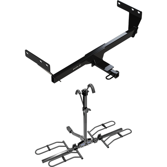 Fits 2021-2023 Nissan Rogue Trailer Hitch Tow PKG w/ 2 Bike Carrier Platform Rack By Draw-Tite