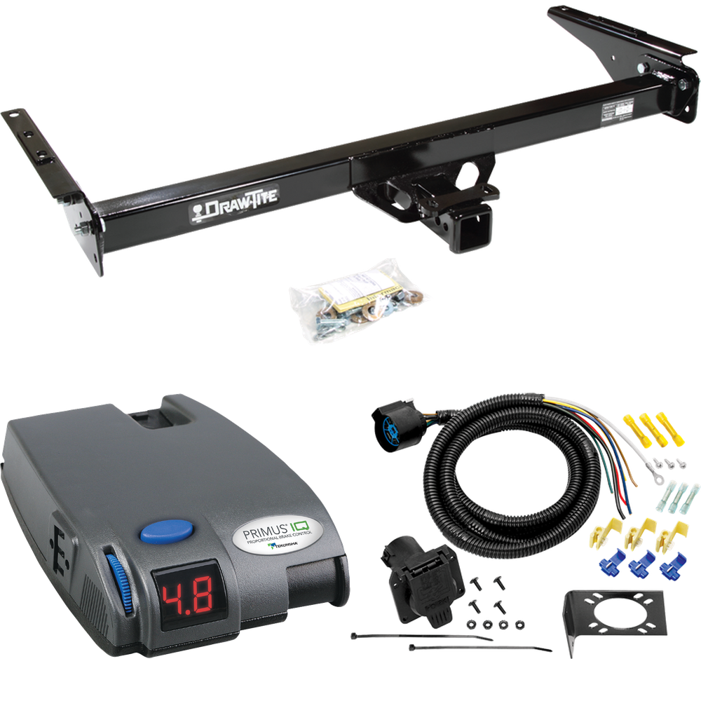 Fits 1993-1998 Toyota T100 Trailer Hitch Tow PKG w/ Tekonsha Primus IQ Brake Control + 7-Way RV Wiring By Draw-Tite