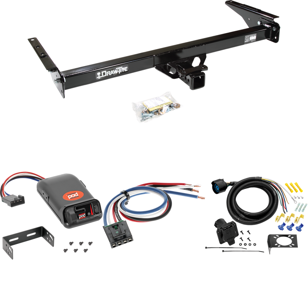 Fits 1993-1998 Toyota T100 Trailer Hitch Tow PKG w/ Pro Series POD Brake Control + Generic BC Wiring Adapter + 7-Way RV Wiring By Draw-Tite