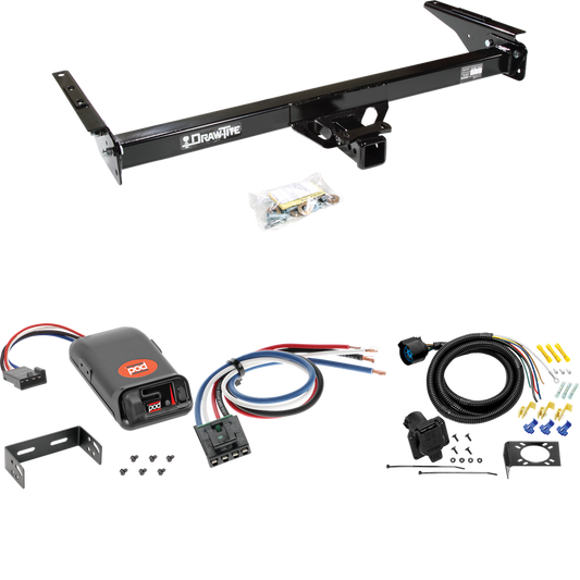 Fits 1993-1998 Toyota T100 Trailer Hitch Tow PKG w/ Pro Series POD Brake Control + Generic BC Wiring Adapter + 7-Way RV Wiring By Draw-Tite