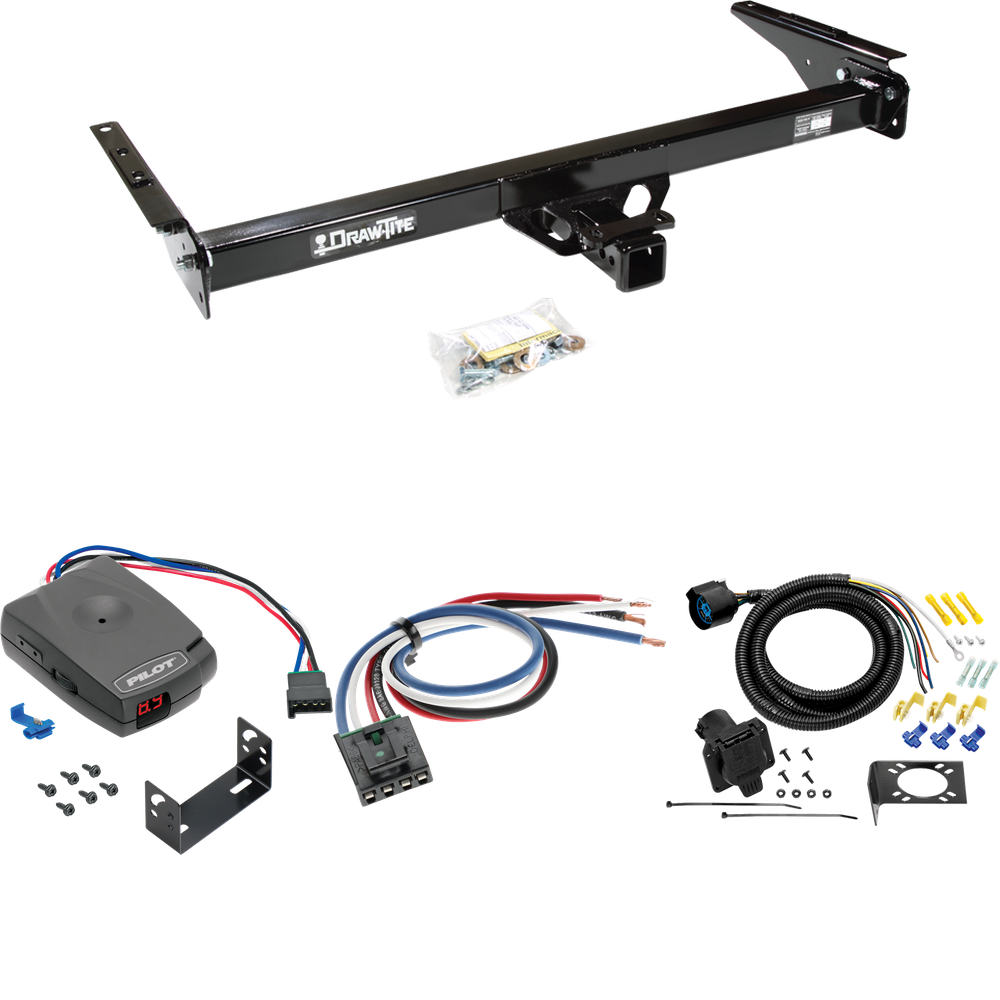 Fits 1993-1998 Toyota T100 Trailer Hitch Tow PKG w/ Pro Series Pilot Brake Control + Generic BC Wiring Adapter + 7-Way RV Wiring By Draw-Tite