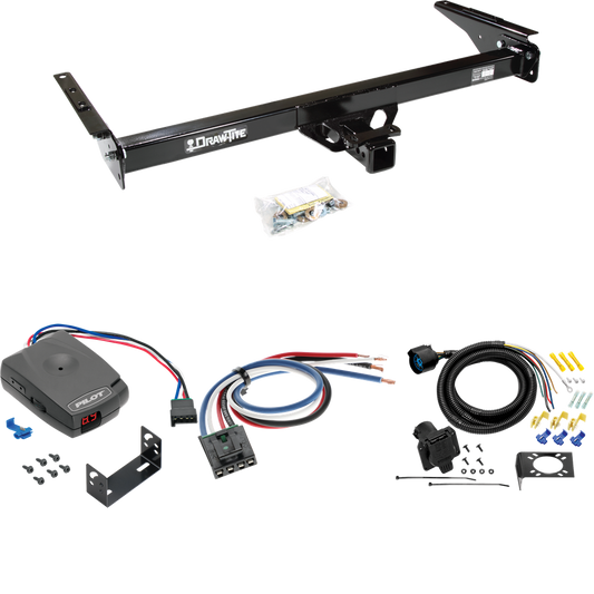 Fits 1993-1998 Toyota T100 Trailer Hitch Tow PKG w/ Pro Series Pilot Brake Control + Generic BC Wiring Adapter + 7-Way RV Wiring By Draw-Tite