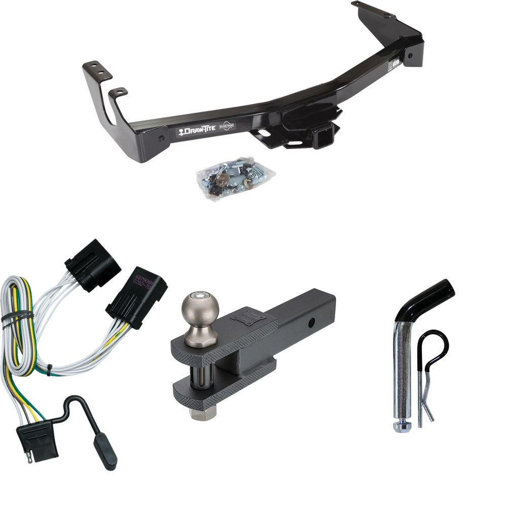 Fits 2001-2003 Dodge Ram 2500 Van Trailer Hitch Tow PKG w/ 4-Flat Wiring + Clevis Hitch Ball Mount w/ 2" Ball + Pin/Clip (Excludes: w/Factory Step Bumper Models) By Draw-Tite