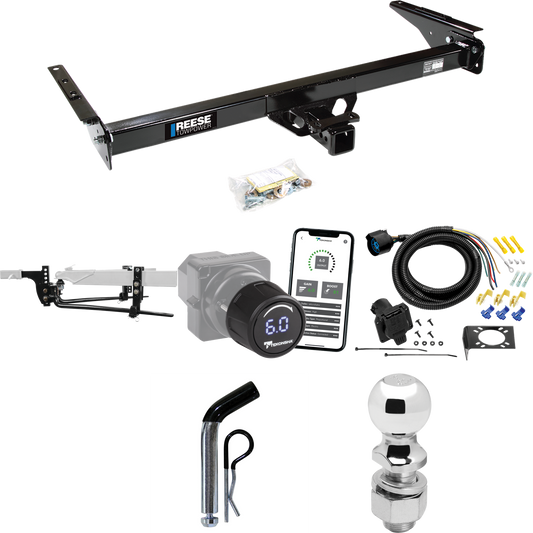 Fits 1993-1998 Toyota T100 Trailer Hitch Tow PKG w/ 8K Round Bar Weight Distribution Hitch w/ 2-5/16" Ball + 2" Ball + Pin/Clip + Tekonsha Prodigy iD Bluetooth Wireless Brake Control + 7-Way RV Wiring By Reese Towpower