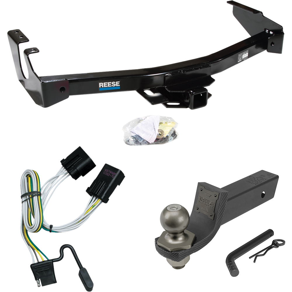 Fits 2001-2003 Dodge Ram 2500 Van Trailer Hitch Tow PKG w/ 4-Flat Wiring + Interlock Tactical Starter Kit w/ 2" Drop & 2" Ball (Excludes: w/Factory Step Bumper Models) By Reese Towpower