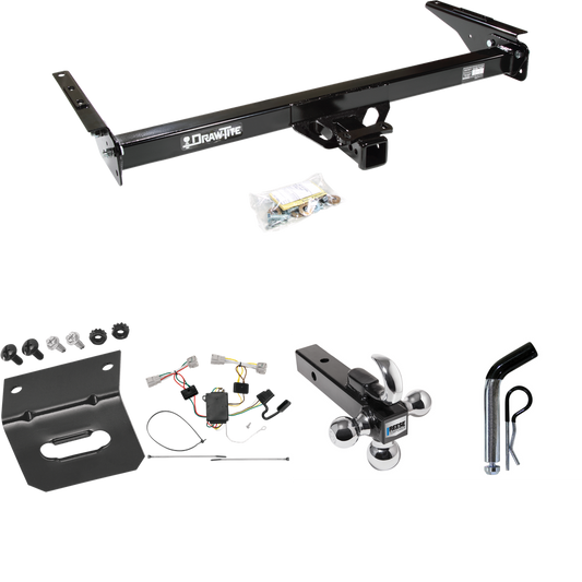 Fits 1993-1998 Toyota T100 Trailer Hitch Tow PKG w/ 4-Flat Wiring Harness + Triple Ball Ball Mount 1-7/8" & 2" & 2-5/16" Trailer Balls w/ Tow Hook + Pin/Clip + Wiring Bracket By Draw-Tite