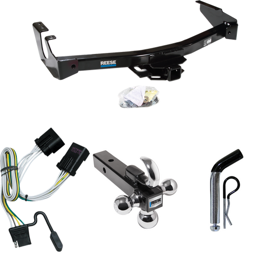 Fits 2001-2003 Dodge Ram 3500 Van Trailer Hitch Tow PKG w/ 4-Flat Wiring + Triple Ball Ball Mount 1-7/8" & 2" & 2-5/16" Trailer Balls w/ Tow Hook + Pin/Clip (Excludes: w/Factory Step Bumper Models) By Reese Towpower