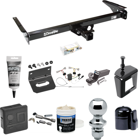 Fits 1993-1998 Toyota T100 Trailer Hitch Tow PKG w/ 4-Flat Wiring + Starter Kit Ball Mount w/ 2" Drop & 2" Ball + 1-7/8" Ball + Wiring Bracket + Dual Hitch & Coupler Locks + Hitch Cover + Wiring Tester + Ball Lube +Electric Grease + Ball Wrench + Ant