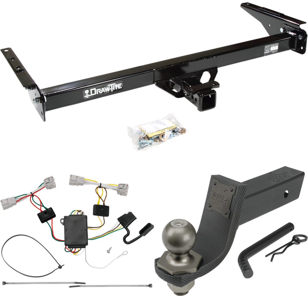 Fits 1993-1998 Toyota T100 Trailer Hitch Tow PKG w/ 4-Flat Wiring + Interlock Tactical Starter Kit w/ 3-1/4" Drop & 2" Ball By Draw-Tite