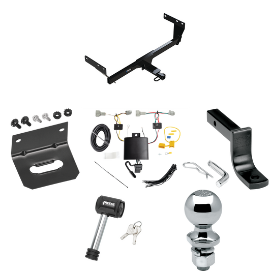 Se adapta al paquete de enganche de remolque Nissan Rogue 2021-2023 con arnés de cableado plano de 4 + barra de tracción + bola de 2" + soporte de cableado + bloqueo de enganche de Reese Towpower