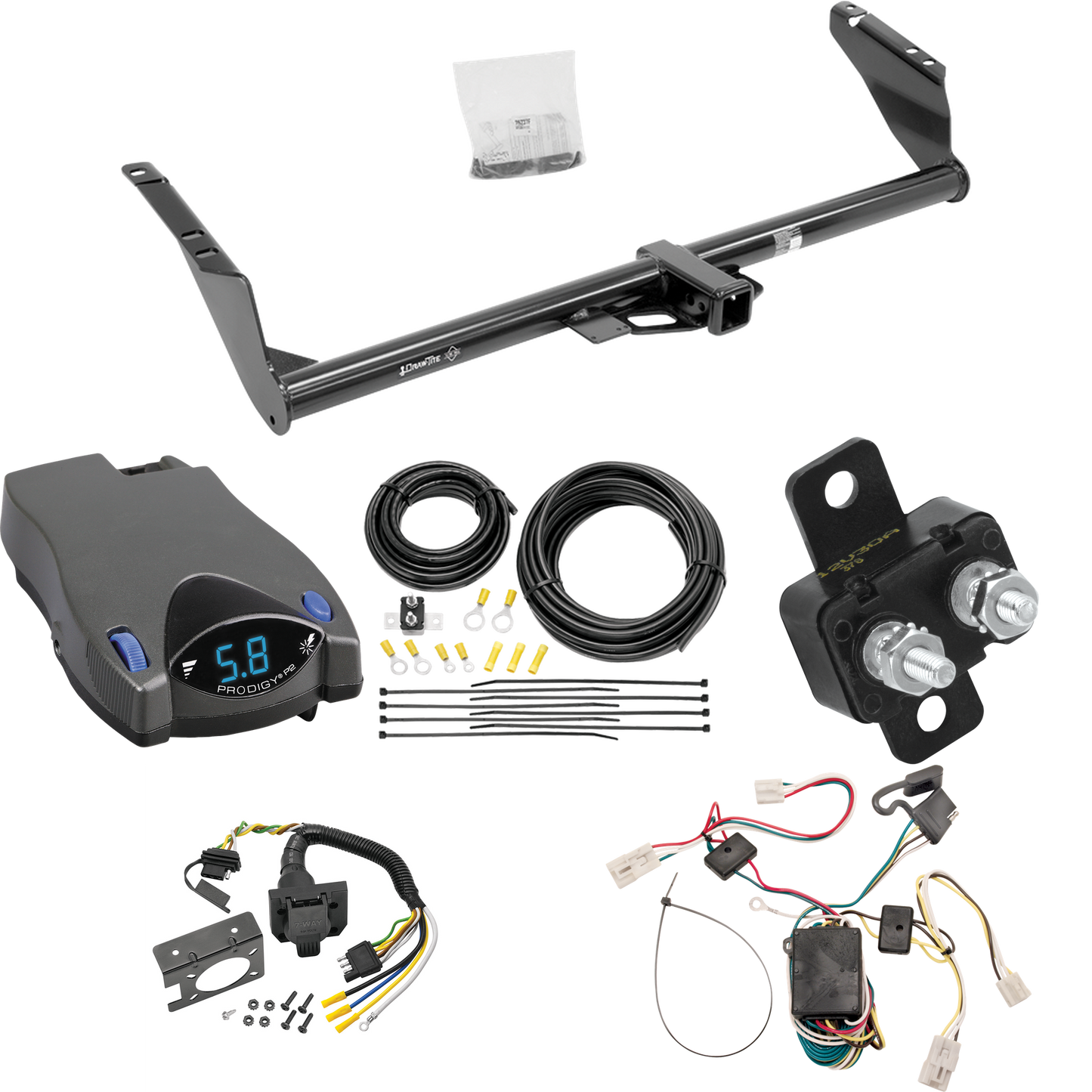 Fits 2004-2010 Toyota Sienna Trailer Hitch Tow PKG w/ Tekonsha Prodigy P2 Brake Control + 7-Way RV Wiring By Draw-Tite