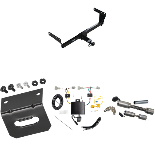 Fits 2021-2023 Nissan Rogue Trailer Hitch Tow PKG w/ 4-Flat Wiring Harness + Wiring Bracket + Dual Hitch & Coupler Locks By Reese Towpower