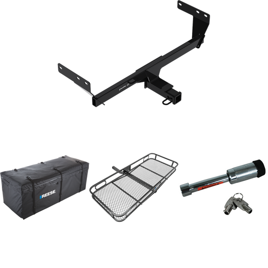 Fits 2021-2023 Nissan Rogue Trailer Hitch Tow PKG w/ 60" x 24" Cargo Carrier + Cargo Bag + Hitch Lock By Draw-Tite