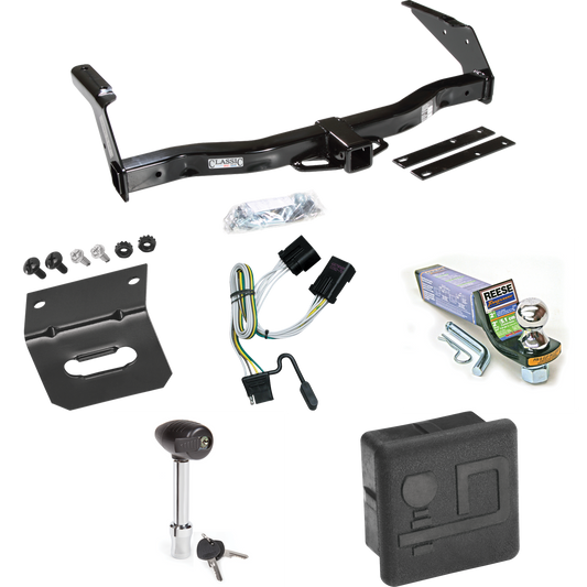 Fits 2001-2003 Dodge Ram 2500 Van Trailer Hitch Tow PKG w/ 4-Flat Wiring + Starter Kit Ball Mount w/ 2" Drop & 1-7/8" Ball + Wiring Bracket + Hitch Lock + Hitch Cover By Draw-Tite