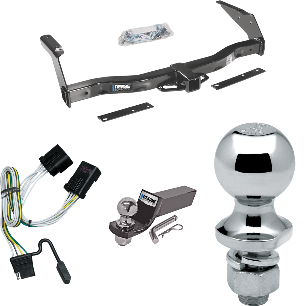 Fits 2001-2003 Dodge Ram 1500 Van Trailer Hitch Tow PKG w/ 4-Flat Wiring + Starter Kit Ball Mount w/ 2" Drop & 2" Ball + 1-7/8" Ball By Reese Towpower