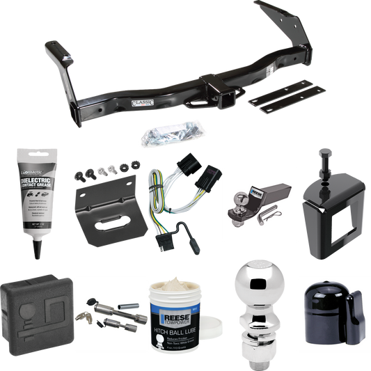 Fits 2001-2003 Dodge Ram 3500 Van Trailer Hitch Tow PKG w/ 4-Flat Wiring + Starter Kit Ball Mount w/ 2" Drop & 2" Ball + 2-5/16" Ball + Wiring Bracket + Dual Hitch & Coupler Locks + Hitch Cover + Wiring Tester + Ball Lube +Electric Grease + Ball Wren