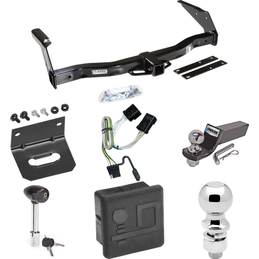 Fits 2001-2003 Dodge Ram 2500 Van Trailer Hitch Tow PKG w/ 4-Flat Wiring + Starter Kit Ball Mount w/ 2" Drop & 2" Ball + 2-5/16" Ball + Wiring Bracket + Hitch Lock + Hitch Cover By Draw-Tite