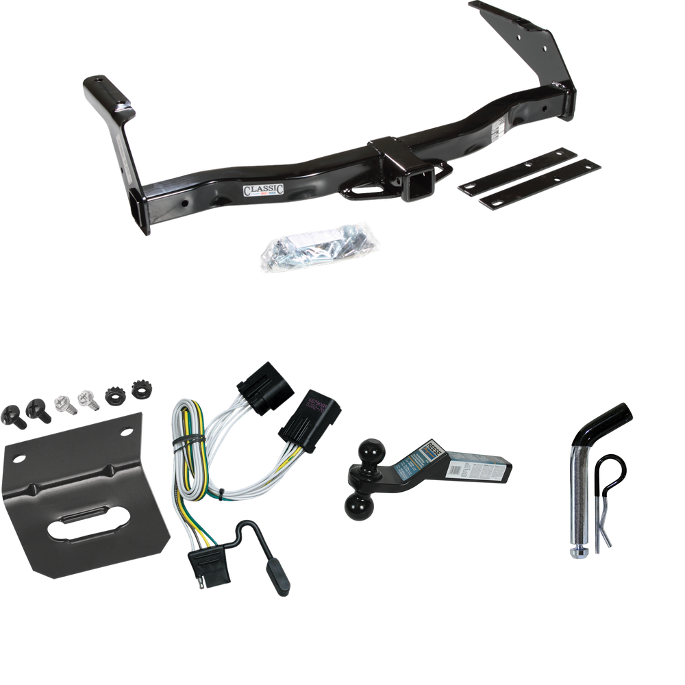 Fits 2001-2003 Dodge Ram 3500 Van Trailer Hitch Tow PKG w/ 4-Flat Wiring Harness + Dual Ball Ball Mount 2" & 2-5/16" Trailer Balls + Pin/Clip +  Wiring Bracket By Draw-Tite