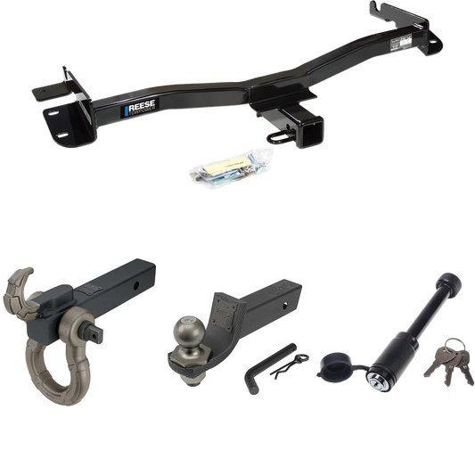 Fits 1998-2003 Toyota Sienna Trailer Hitch Tow PKG + Interlock Tactical Starter Kit w/ 2" Drop & 2" Ball + Tactical Hook & Shackle Mount + Tactical Dogbone Lock By Reese Towpower