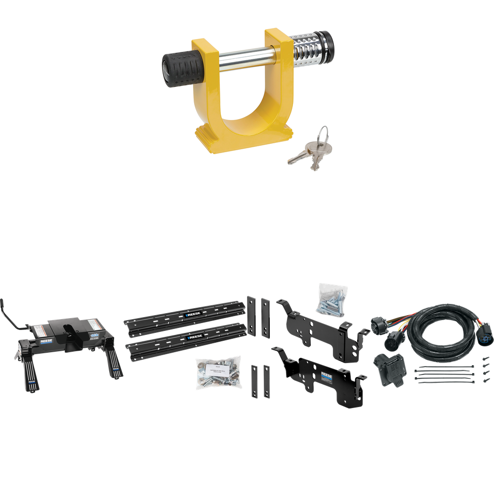 Fits 2011-2012 RAM 3500 Custom Outboard Above Bed Rail Kit + 16K Fifth Wheel + In-Bed Wiring + King Pin Lock (For 5'8 or Shorter Bed (Sidewinder Required), w/o Factory Puck System Models) By Reese