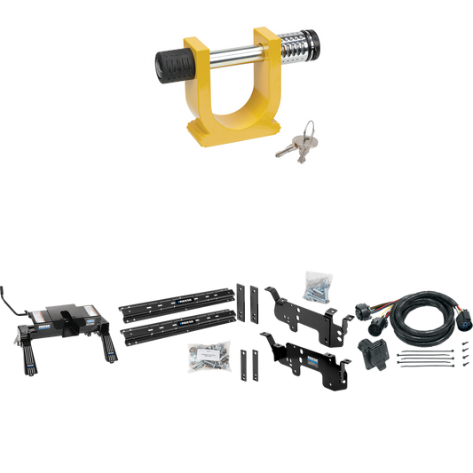 Fits 2011-2012 RAM 3500 Custom Outboard Above Bed Rail Kit + 16K Fifth Wheel + In-Bed Wiring + King Pin Lock (For 5'8 or Shorter Bed (Sidewinder Required), w/o Factory Puck System Models) By Reese