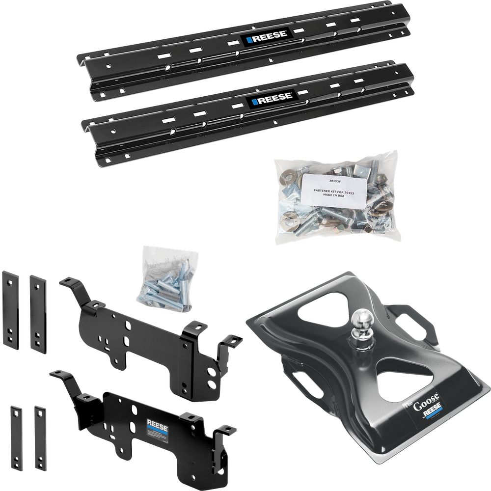 Fits 2003-2010 Dodge Ram 2500 Custom Outboard Above Bed Rail Kit + 25K Reese Gooseneck Hitch (For 5'8 or Shorter Bed (Sidewinder Required), w/o Factory Puck System Models) By Reese