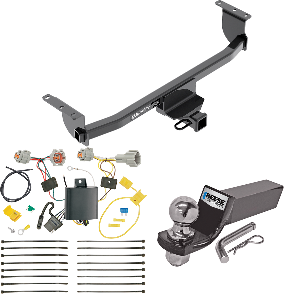 Fits 2017-2019 Nissan Rogue Sport Trailer Hitch Tow PKG w/ 4-Flat Wiring + Starter Kit Ball Mount w/ 2" Drop & 2" Ball By Draw-Tite