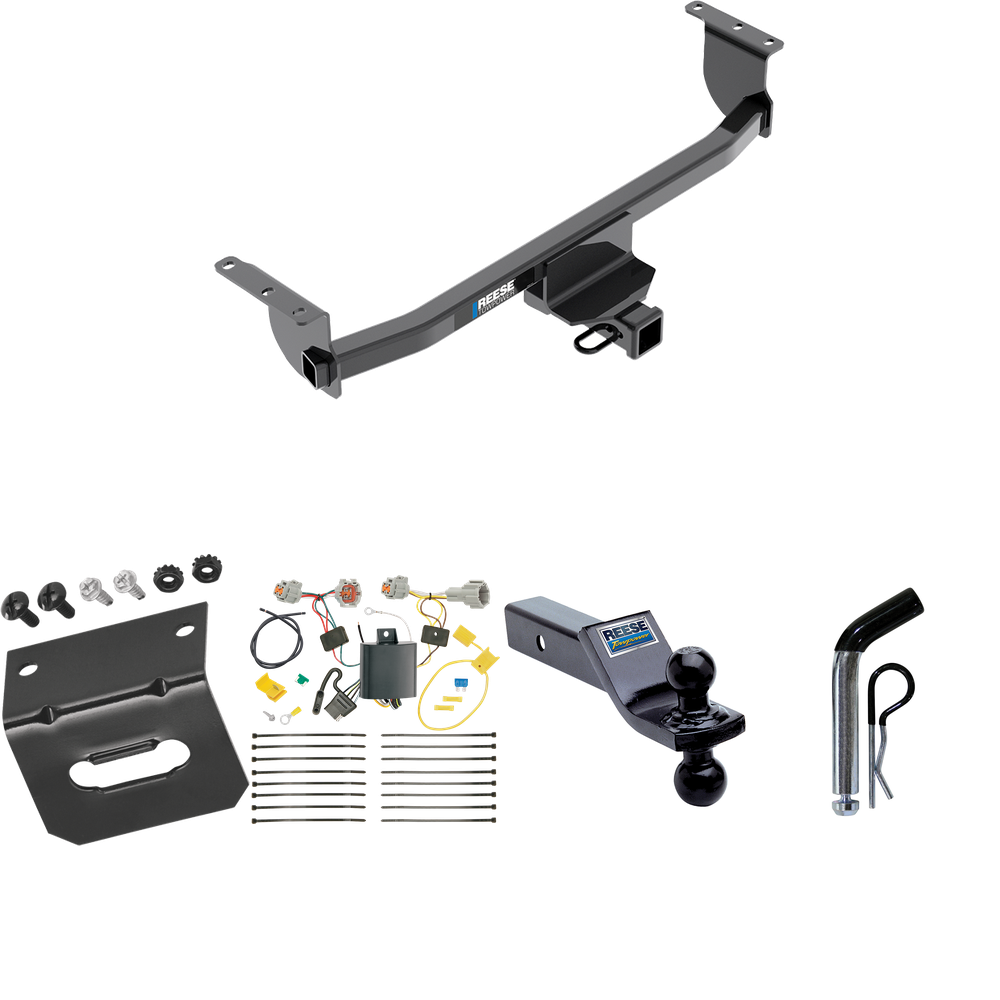 Fits 2017-2019 Nissan Rogue Sport Trailer Hitch Tow PKG w/ 4-Flat Wiring Harness + Dual Ball Ball Mount 1-7/8" & 2" Trailer Balls + Pin/Clip + Wiring Bracket By Reese Towpower