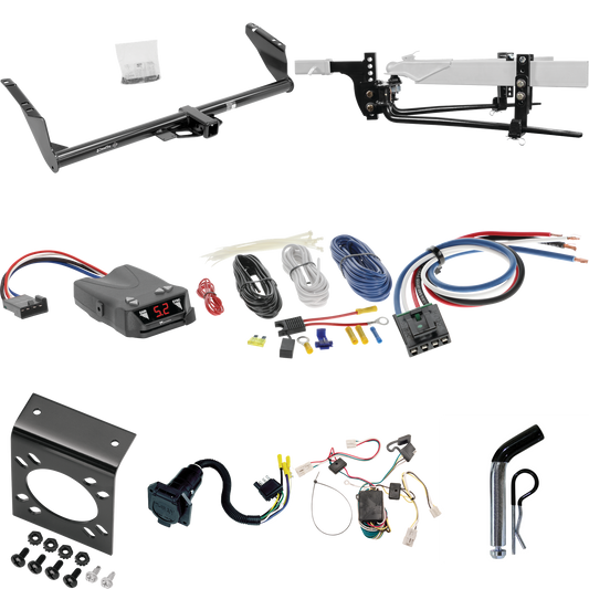 Fits 2004-2010 Toyota Sienna Trailer Hitch Tow PKG w/ 6K Round Bar Weight Distribution Hitch w/ 2-5/16" Ball + Pin/Clip + Tekonsha Brakeman IV Brake Control + Generic BC Wiring Adapter + 7-Way RV Wiring By Draw-Tite