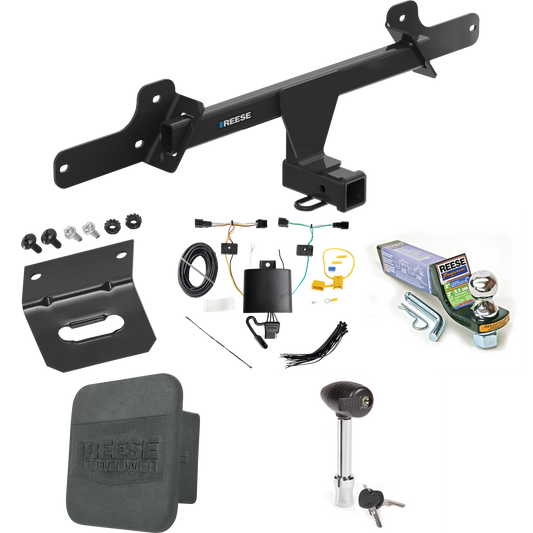 Fits 2022-2023 Hyundai Ioniq 5 Trailer Hitch Tow PKG w/ 4-Flat Wiring + Starter Kit Ball Mount w/ 2" Drop & 1-7/8" Ball + Wiring Bracket + Hitch Lock + Hitch Cover By Reese Towpower