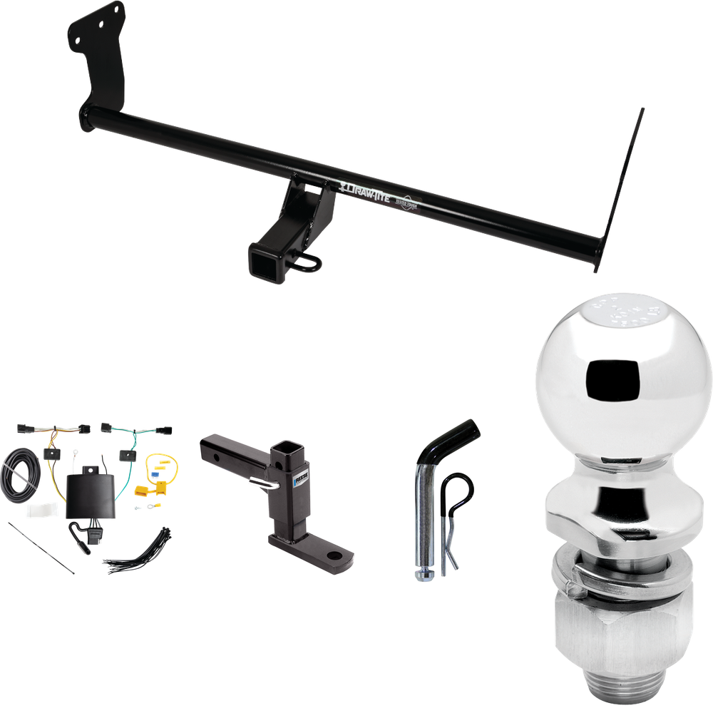 Fits 2022-2023 Hyundai Ioniq 5 Trailer Hitch Tow PKG w/ 4-Flat Wiring Harness + Adjustable Drop Rise Ball Mount + Pin/Clip + 2" Ball By Draw-Tite