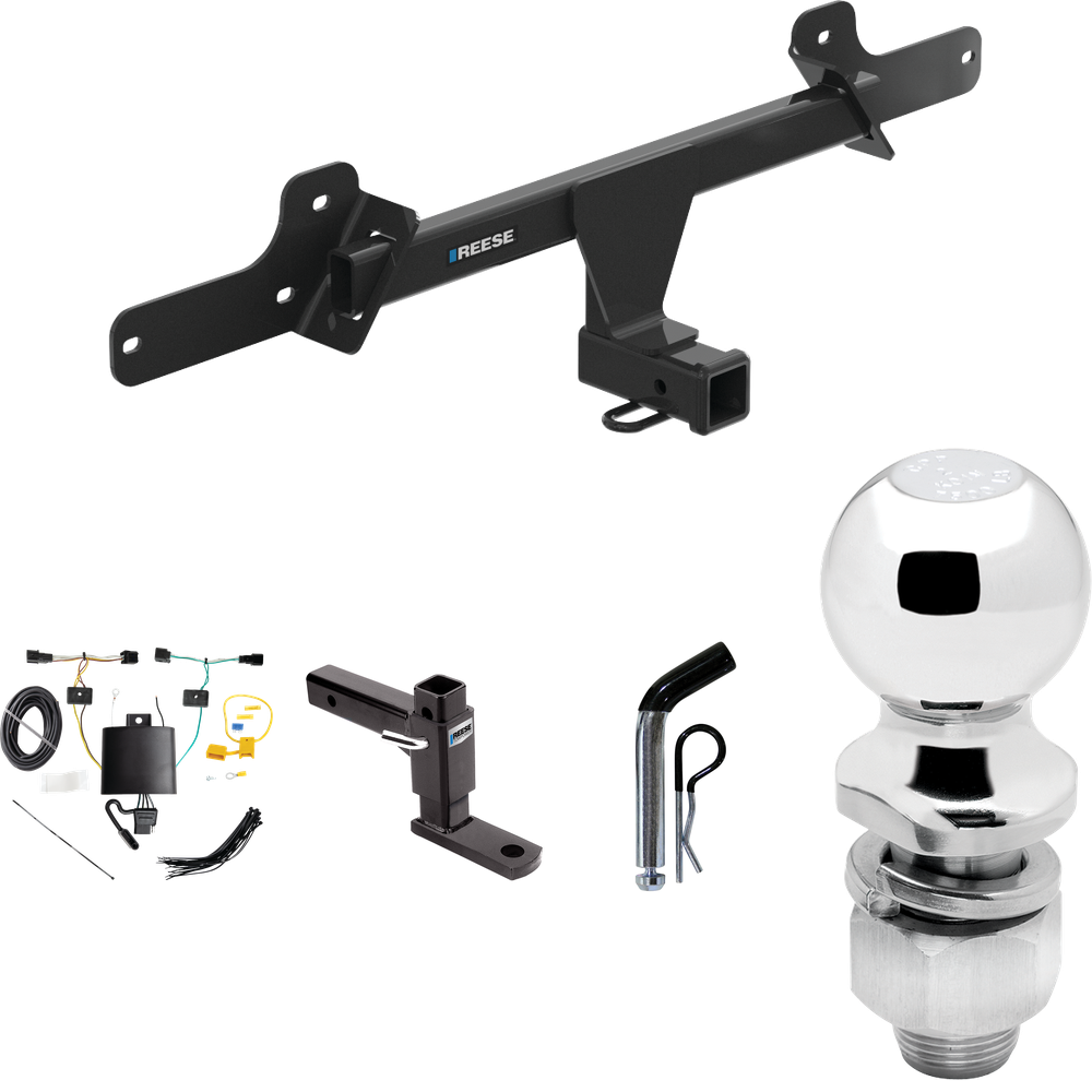 Fits 2022-2023 Hyundai Ioniq 5 Trailer Hitch Tow PKG w/ 4-Flat Wiring Harness + Adjustable Drop Rise Ball Mount + Pin/Clip + 2" Ball By Reese Towpower