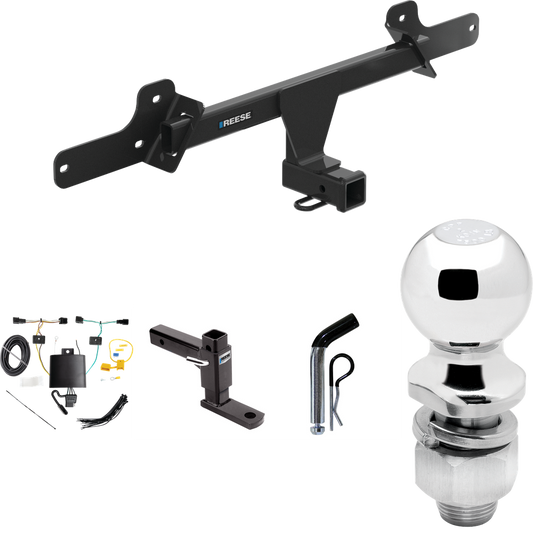 Fits 2022-2023 Hyundai Ioniq 5 Trailer Hitch Tow PKG w/ 4-Flat Wiring Harness + Adjustable Drop Rise Ball Mount + Pin/Clip + 2" Ball By Reese Towpower