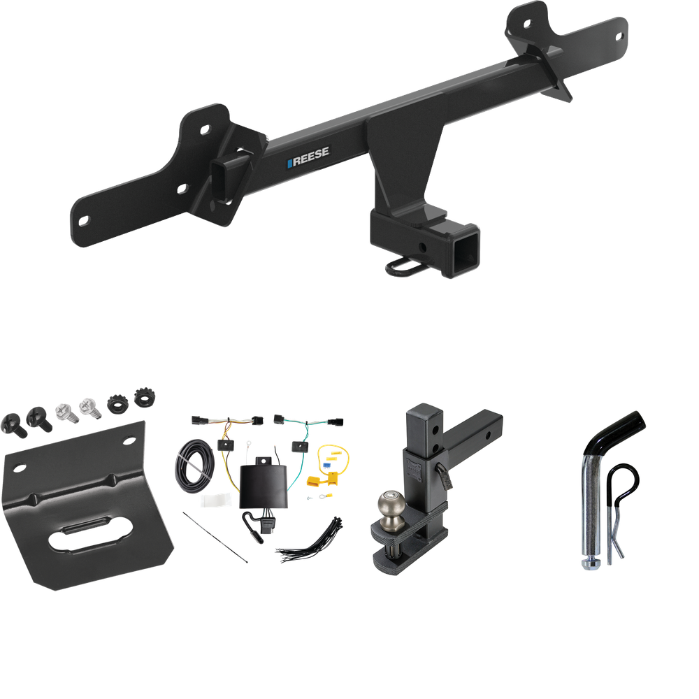 Fits 2022-2023 Hyundai Ioniq 5 Trailer Hitch Tow PKG w/ 4-Flat Wiring Harness + Adjustable Drop Rise Clevis Hitch Ball Mount w/ 2" Ball + Pin/Clip + Wiring Bracket By Reese Towpower