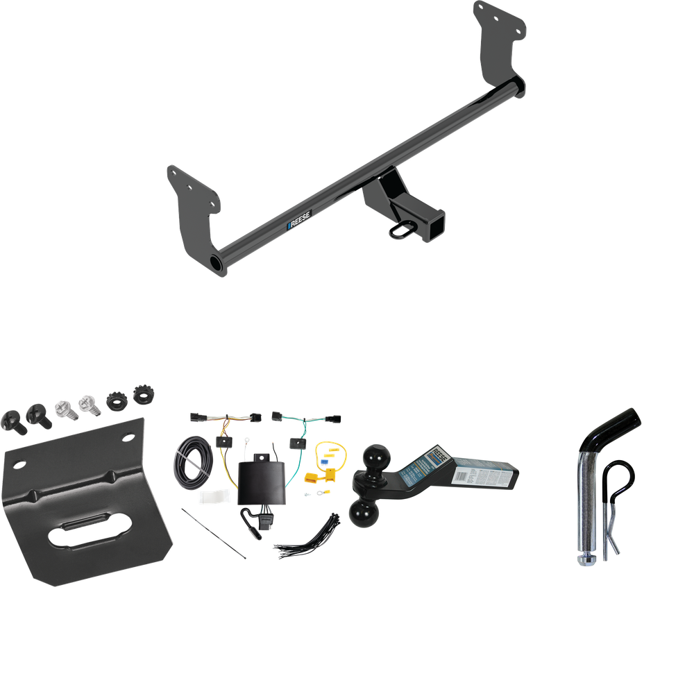 Fits 2022-2023 Hyundai Ioniq 5 Trailer Hitch Tow PKG w/ 4-Flat Wiring Harness + Dual Ball Ball Mount 2" & 2-5/16" Trailer Balls + Pin/Clip +  Wiring Bracket By Reese Towpower