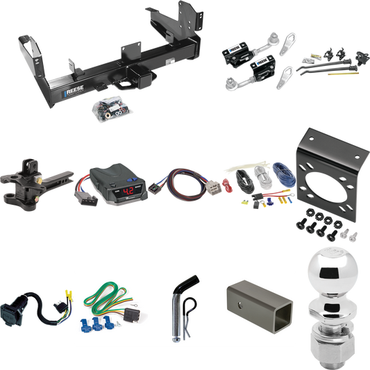 Fits 2011-2012 RAM 3500 Trailer Hitch Tow PKG w/ 17K Trunnion Bar Weight Distribution Hitch + Pin/Clip + Dual Cam Sway Control + 2-5/16" Ball + Tekonsha BRAKE-EVN Brake Control + Plug & Play BC Adapter + 7-Way RV Wiring By Reese Towpower