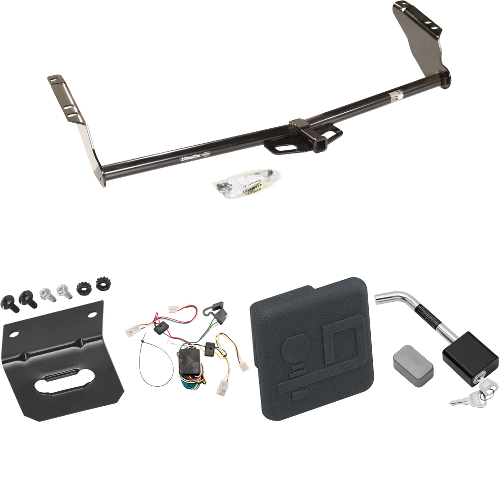 Fits 2004-2010 Toyota Sienna Trailer Hitch Tow PKG w/ 4-Flat Wiring Harness + Hitch Cover + Hitch Lock By Draw-Tite